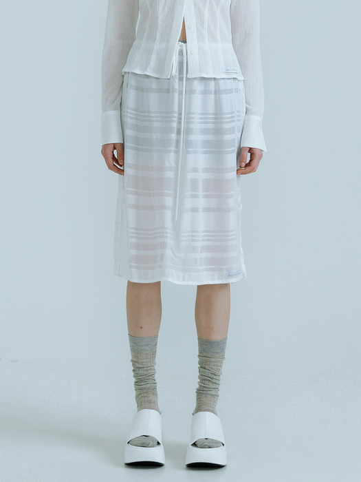 23SS_Summer Banding Skirt (White-stripe)