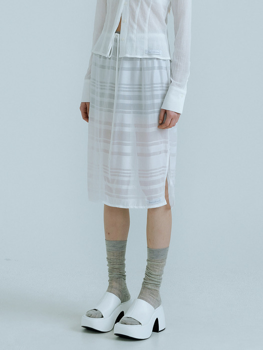 23SS_Summer Banding Skirt (White-stripe)