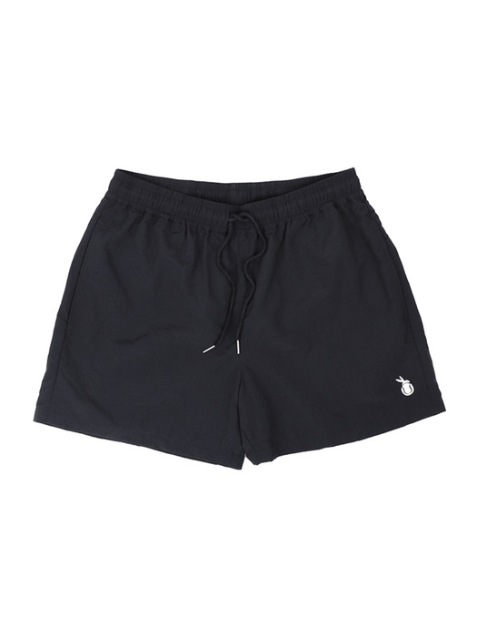 Clever Symbol Embroidered Athleisure Shorts_Black