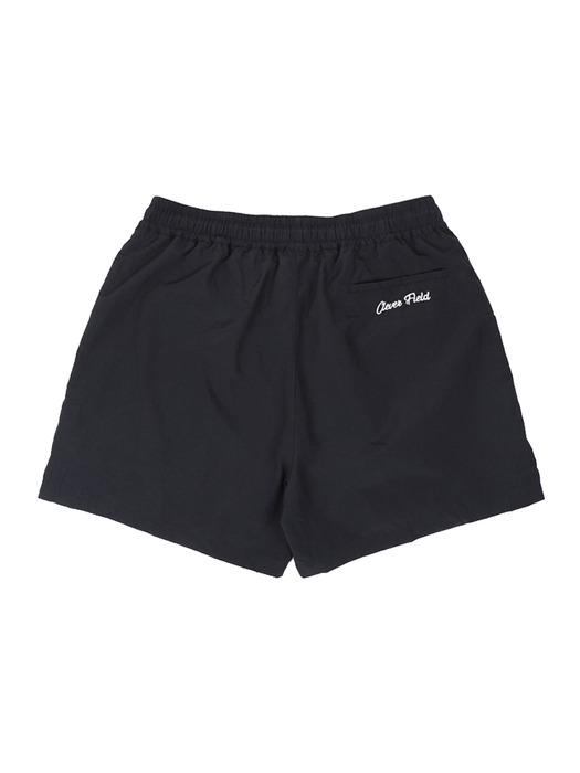 Clever Symbol Embroidered Athleisure Shorts_Black