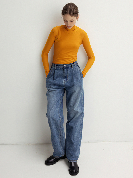 waist tab denim pants (mid blue)