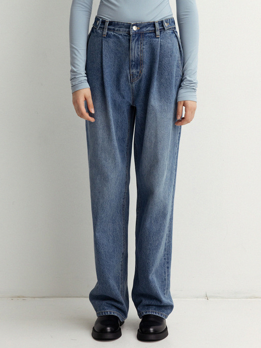 waist tab denim pants (mid blue)