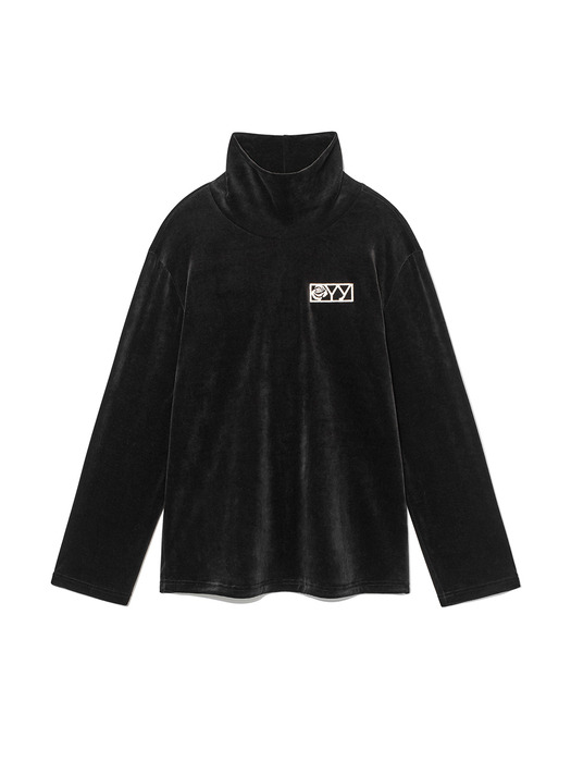 VELVET TURTLENECK PULLOVER, BLACK - Image 6