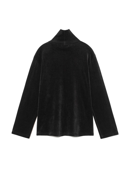 VELVET TURTLENECK PULLOVER, BLACK - Image 3