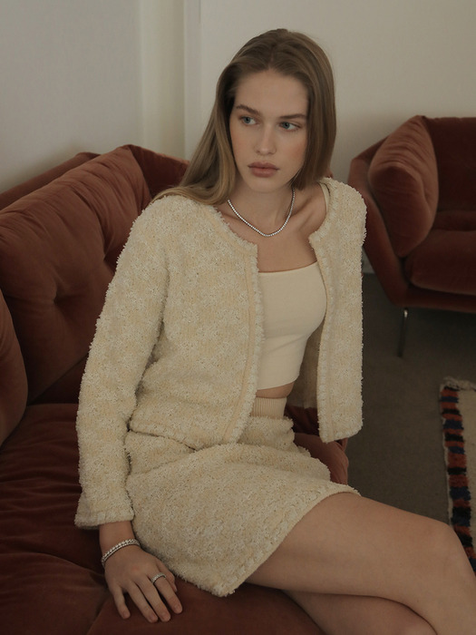 Helen Knit Tweed Jacket (Cream Ivory)