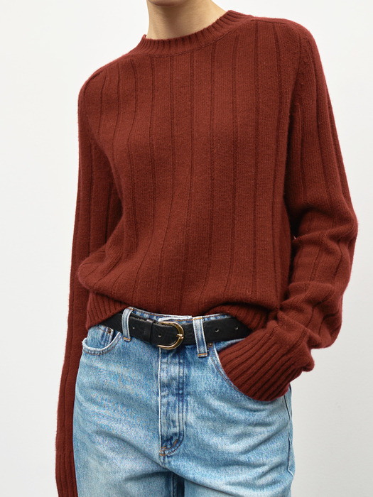 RIBBED CASHMERE SWEATER_BURGANDY