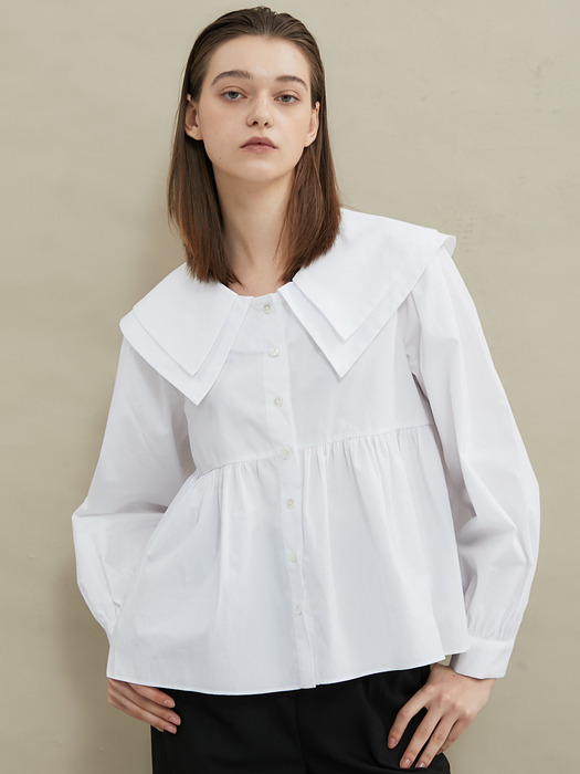 Sailor double collar blouse [White]