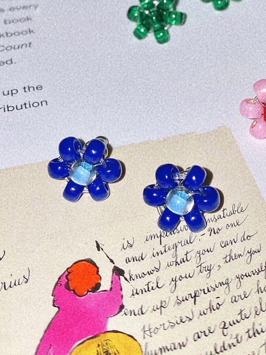 Fairy Blue Flower Beads Earring 
