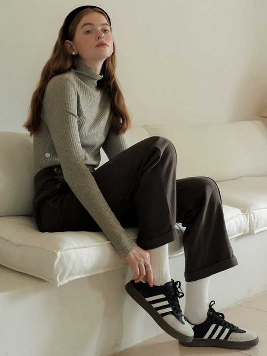 Cest_Causal side button pants_BROWN