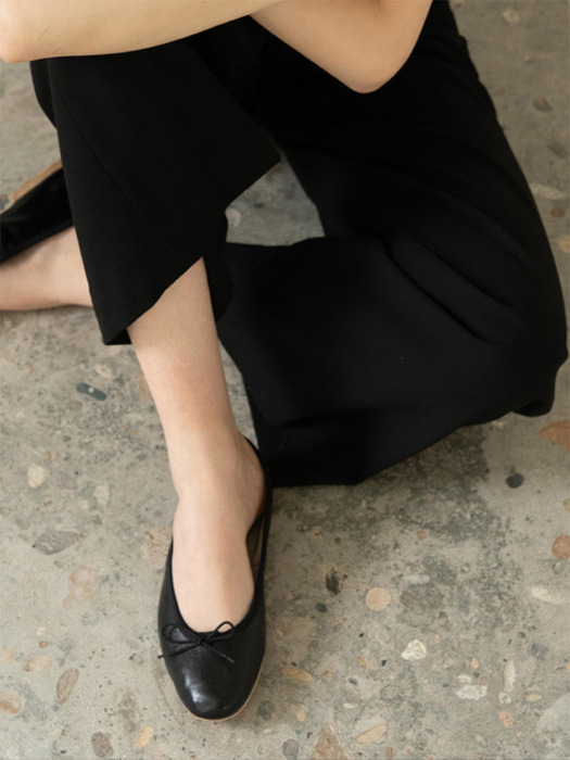 Porselli Leather Flat shoes_BLACK