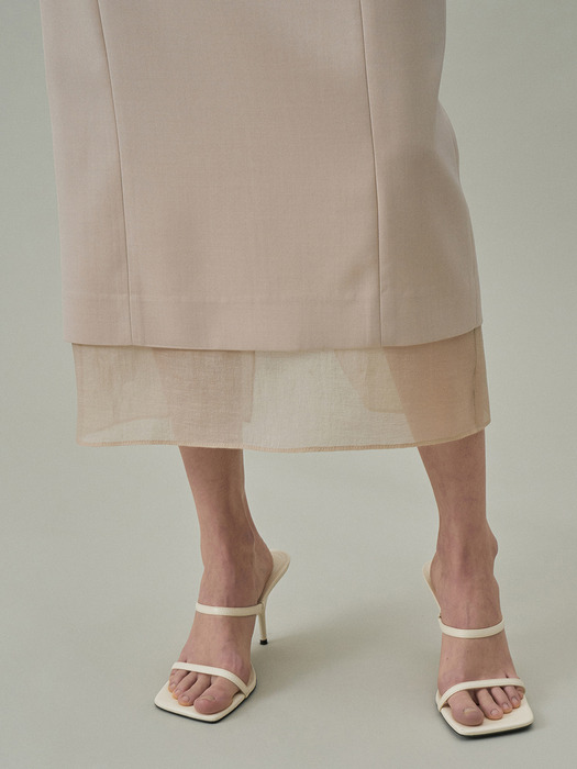 See-through Boat Neck Dress[LMBDSPDR802]-Beige