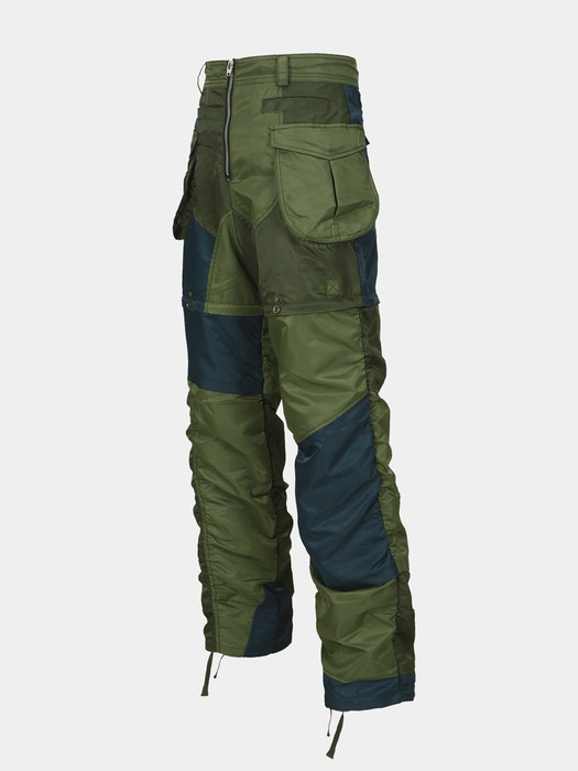 DETACHABLE PATCHWORK CARGO PANTS apa728m(KHAKI MULTI)