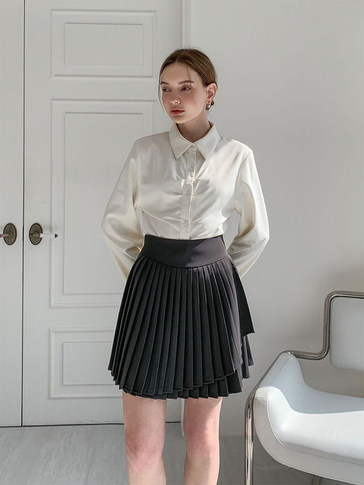 Layered Pleats Mini Skirt (2Color)