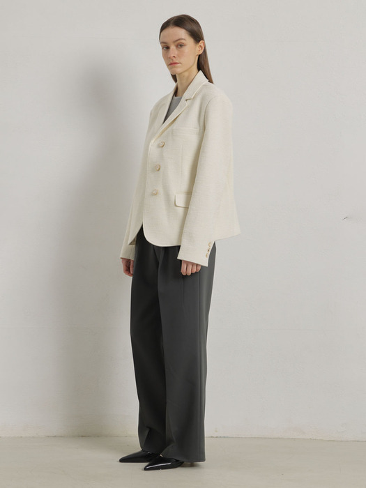 NOTCHED TWEED JACKET (IVORY)