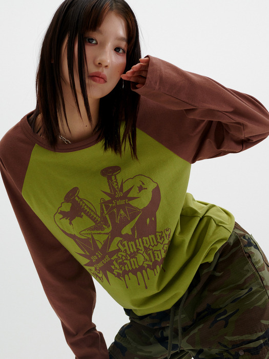 TOOTH RAGLAN LONG SLEEVE TEE [GREEN]