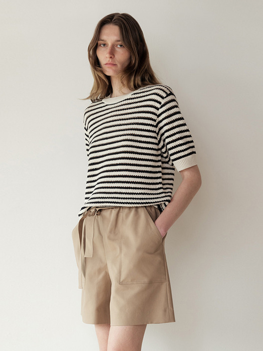 SUSTAINABLE PAPER STRIPE SWEATER_NATURAL