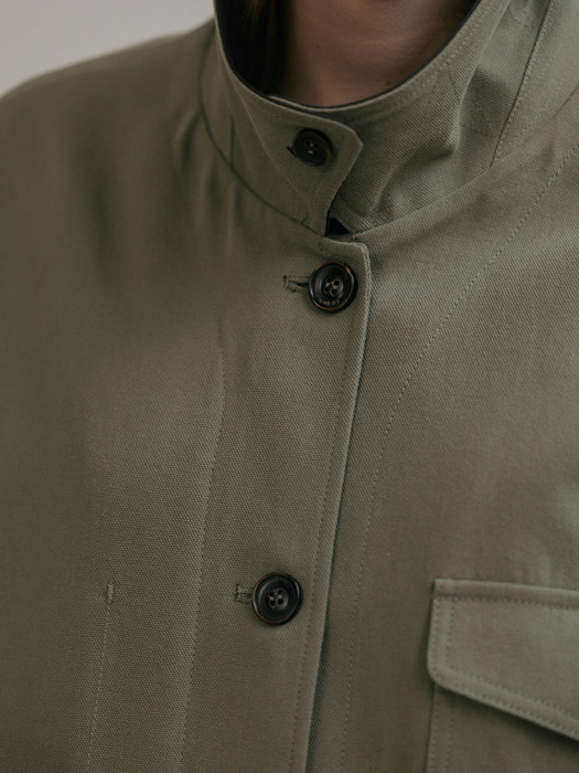 overfit cotton work jacket (khaki)