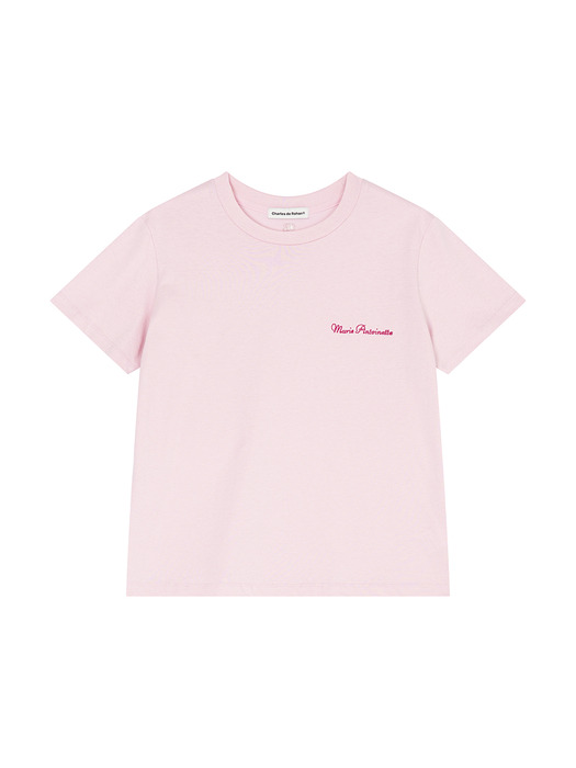 24SS Versailles lettering round half sleeve T-shirt_Light pink