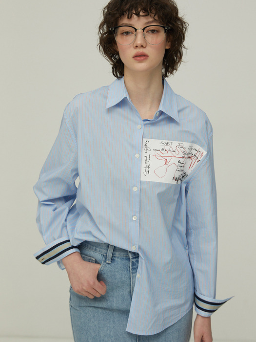 Front Point Printed Stripe Shirt