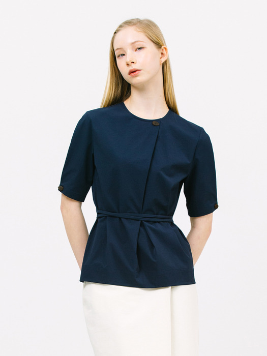 half sleeve strap blouse_navy