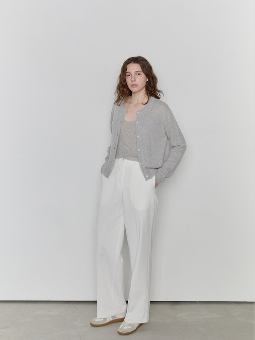 Mohair Sleeveless Cardigan Set - Gray