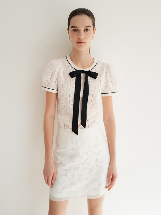 EZRA Silk jacquard mini skirt (Ivory)