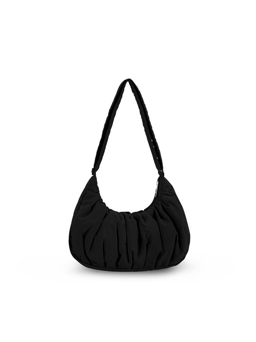 Small Croissant Shirring Cross Bag Black