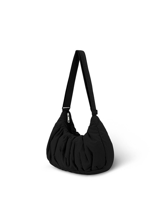 Small Croissant Shirring Cross Bag Black