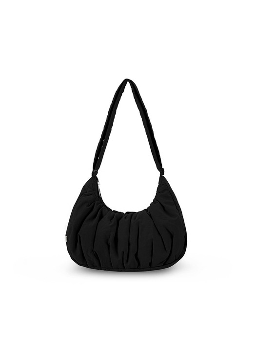 Small Croissant Shirring Cross Bag Black