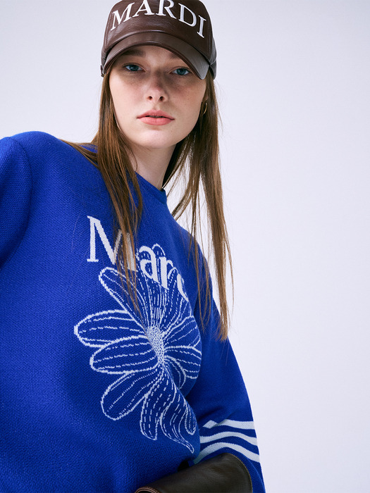 MARDI FLOWER KNIT PULLOVER_BLUE IVORY