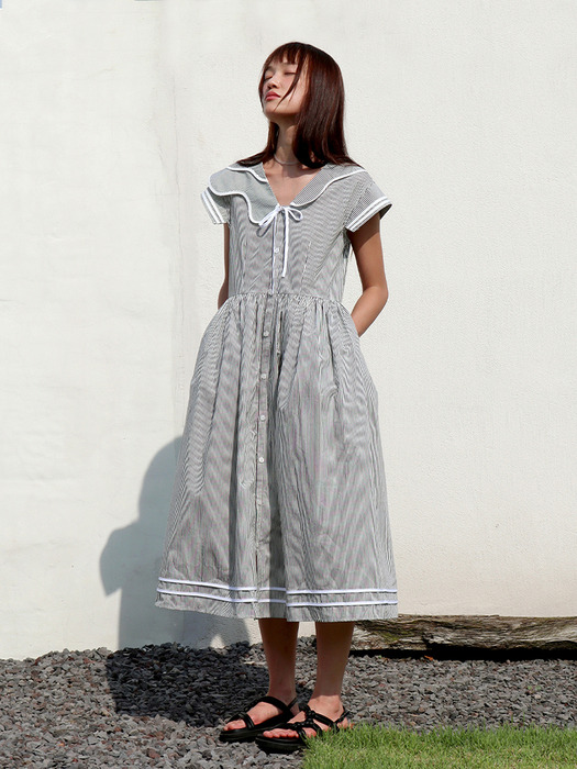 SADIE Shirt Dress - Black&White Stripe