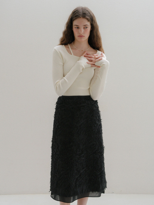 U Fringe Texture Layered Skirt_2colors