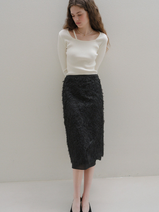 U Fringe Texture Layered Skirt_2colors