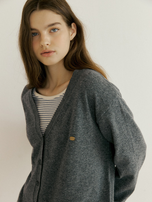 [cashmere] boyfriend knit cardigan 207 (melange gray)