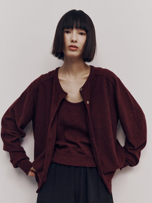 Essential Wool Cardigan (Wine)