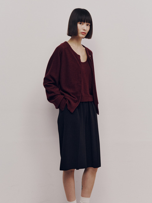 Essential Wool Cardigan (Wine)