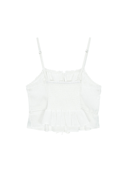 FLOWER RUFFLE SLEEVELESS BLOUSE WHITE