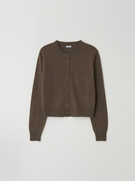 fine wool round cardigan - brown