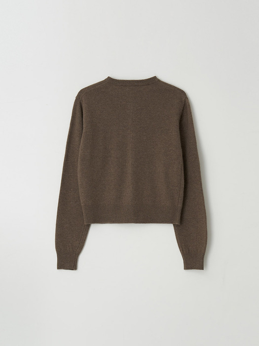 fine wool round cardigan - brown