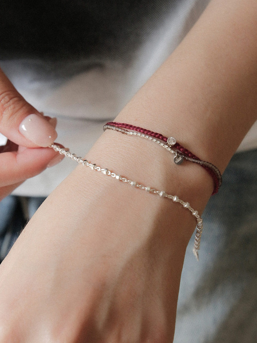 Cutting Chain Layered Silver Bracelet B01007