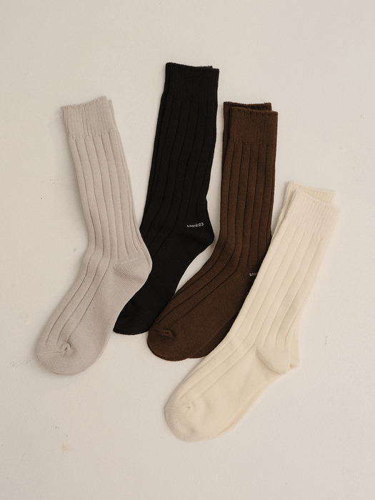 essential cotton rib socks (4colors)