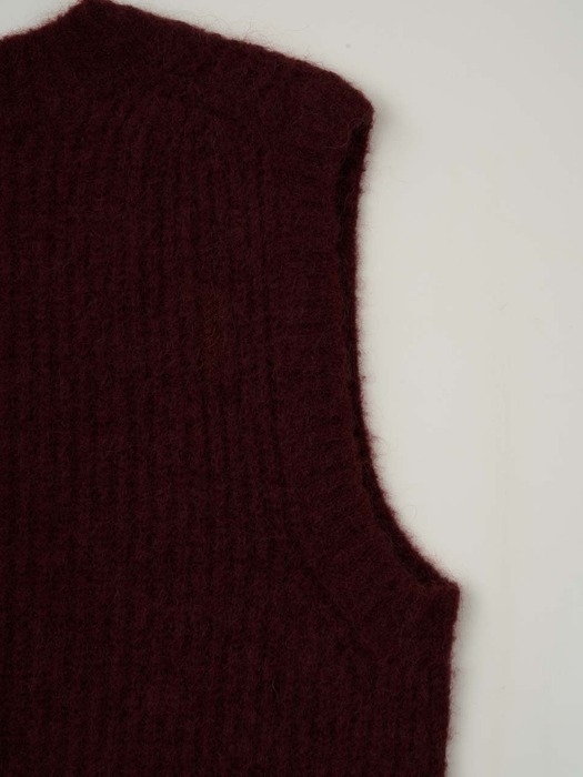 V Neck Knit Vest(Wine)