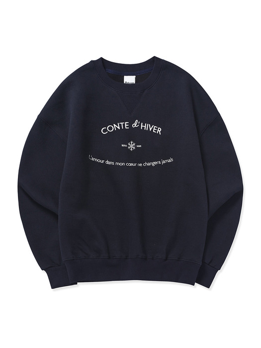 Lettering Jacquard Sweatshirt Warm_Dark Navy