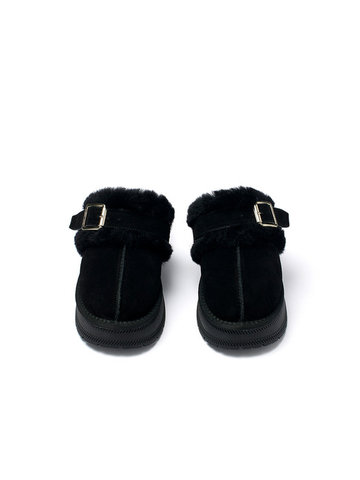 BUCKLE FUR BLOAFER IN BLACK