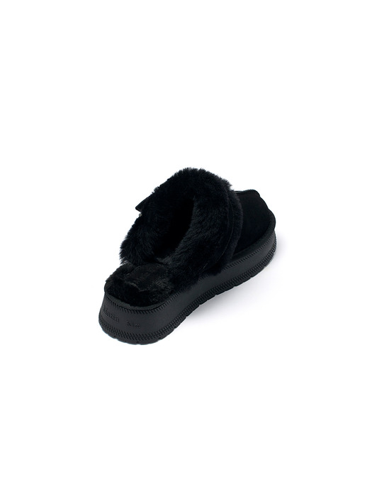 BUCKLE FUR BLOAFER IN BLACK