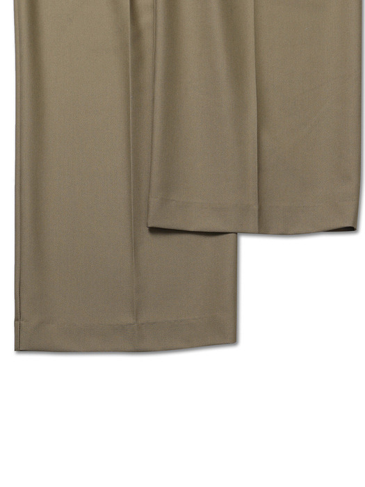 RELAX TWO-TUCK WIDE SLACKS KHAKI BEIGE