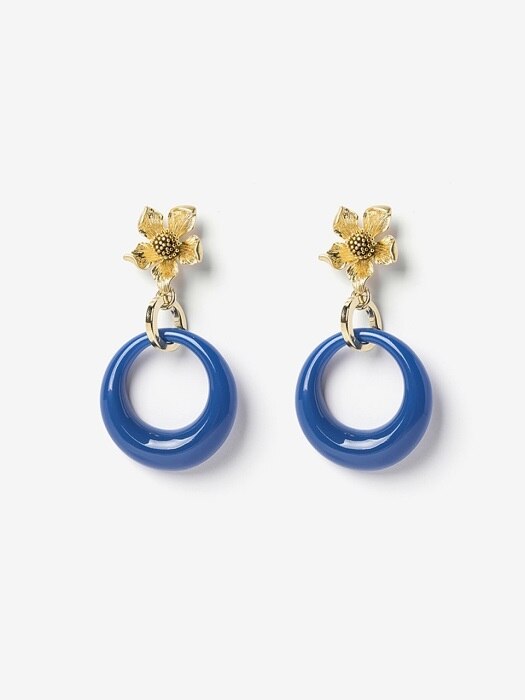 blue hole Retro flower vintage earring