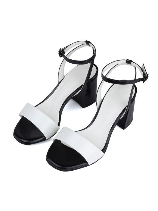 Ankle Strap Sandals / WHITE & BLACK