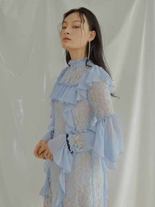 Lace Ruffle Dress [Blue]
