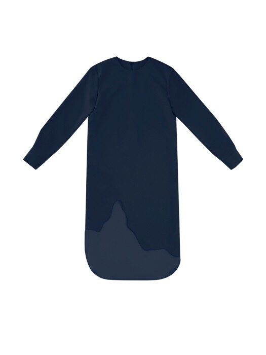 WAVE EMBROIDERED DRESS (NAVY)